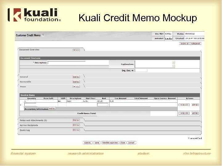 Kuali Credit Memo Mockup 