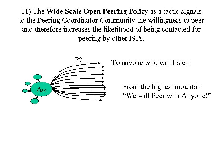 11) The Wide Scale Open Peering Policy as a tactic signals to the Peering