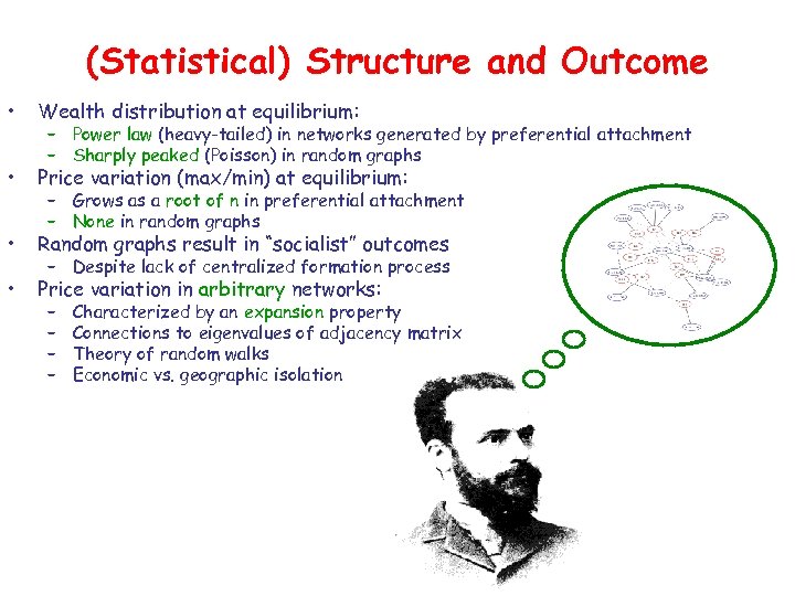 (Statistical) Structure and Outcome • Wealth distribution at equilibrium: • Price variation (max/min) at