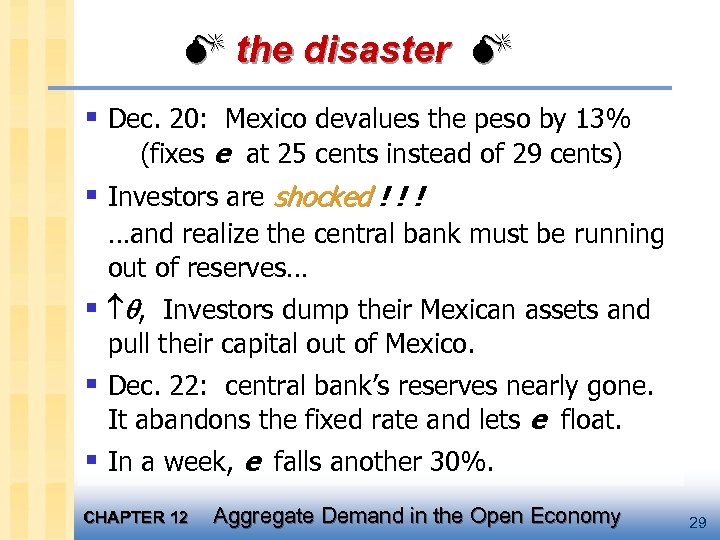  the disaster § Dec. 20: Mexico devalues the peso by 13% (fixes e