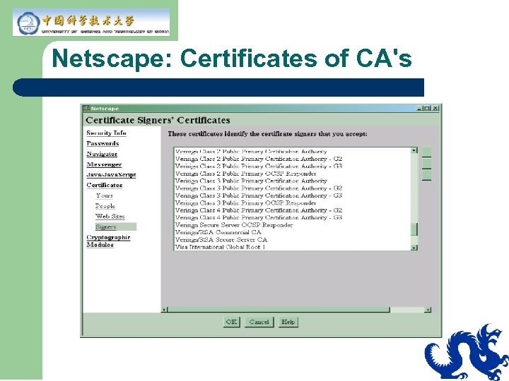 Netscape: Certificates of CA's 