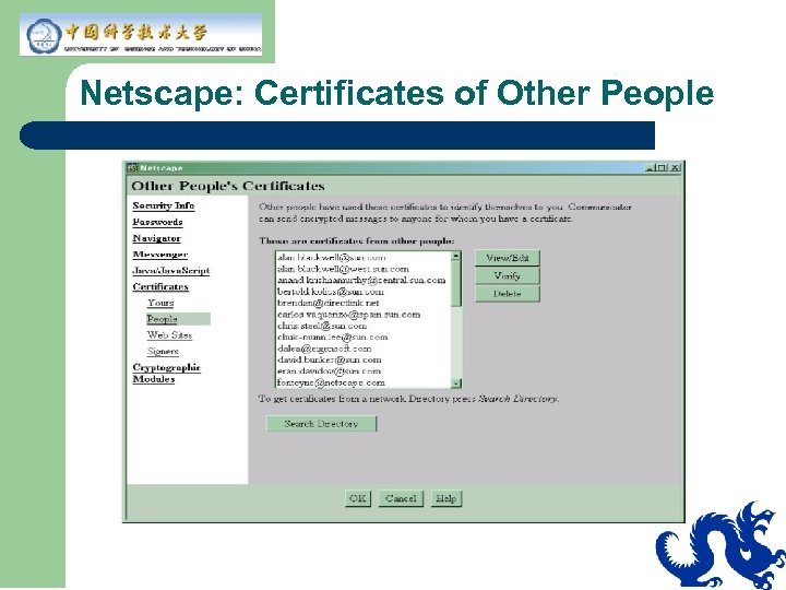 Netscape: Certificates of Other People 