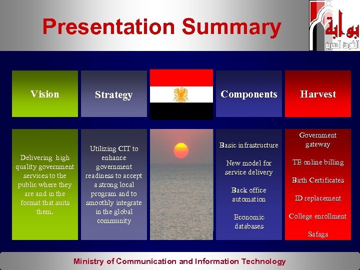 Presentation Summary Vision Strategy Delivering high quality government services to the public where they