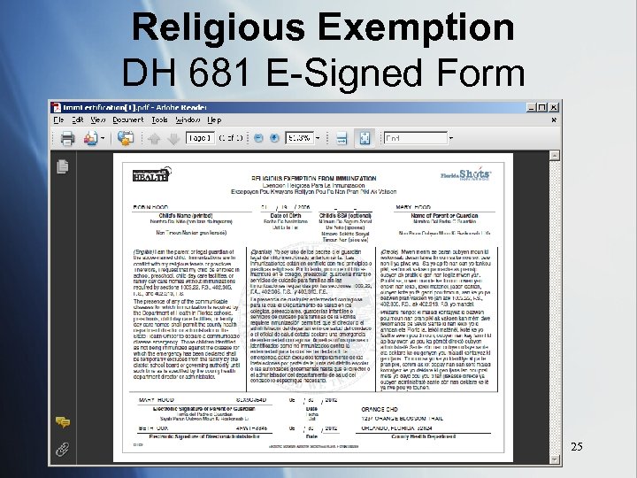 Religious Exemption DH 681 E-Signed Form 25 