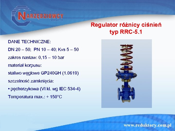 Regulator różnicy ciśnień typ RRC-5. 1 DANE TECHNICZNE: DN 20 – 50; PN 10