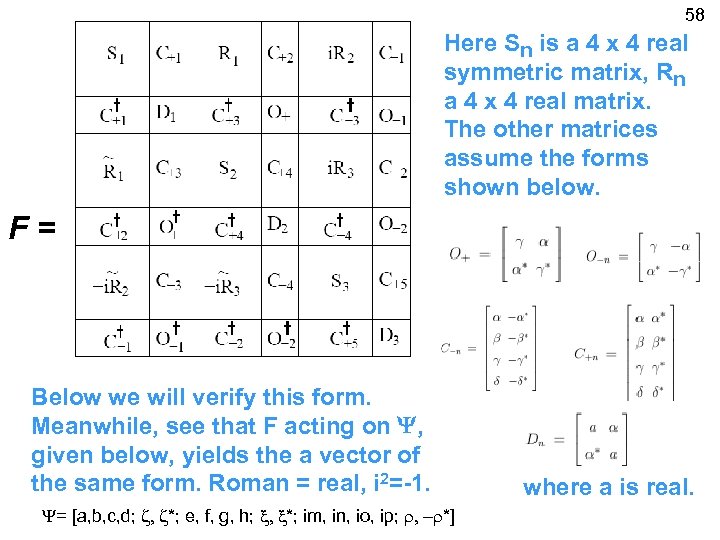 58 Here Sn is a 4 x 4 real symmetric matrix, Rn a 4