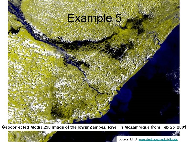 Example 5 Geocorrected Modis 250 Image of the lower Zambezi River in Mozambique from