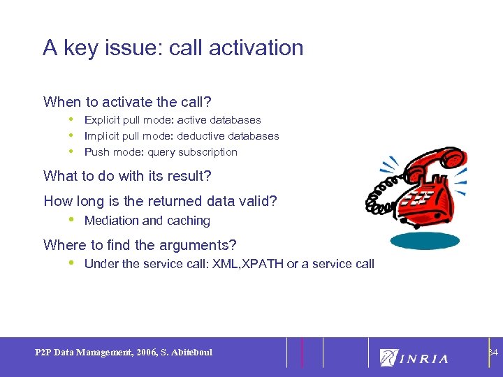 34 A key issue: call activation When to activate the call? • Explicit pull