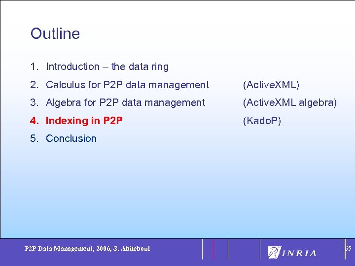 65 Outline 1. Introduction – the data ring 2. Calculus for P 2 P