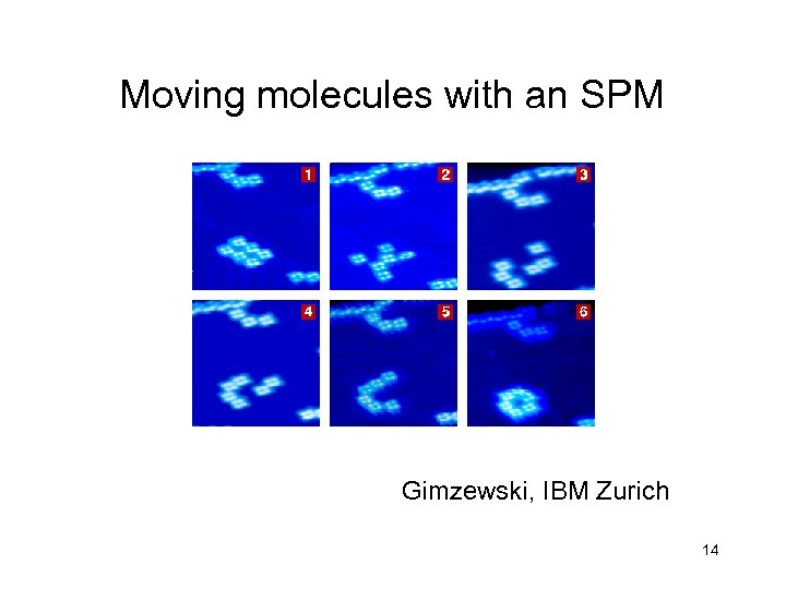 Moving molecules with an SPM Gimzewski, IBM Zurich 14 