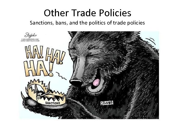 Other Trade Policies Sanctions, bans, and the politics of trade policies 