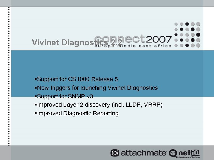 Vivinet Diagnostics 2. 2 §Support for CS 1000 Release 5 §New triggers for launching
