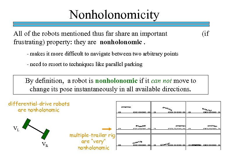 Nonholonomicity All of the robots mentioned thus far share an important frustrating) property: they