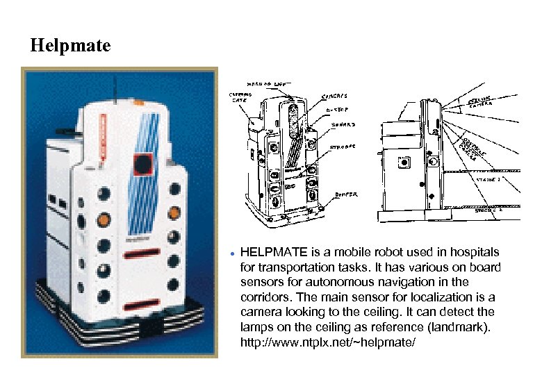 Helpmate l HELPMATE is a mobile robot used in hospitals for transportation tasks. It