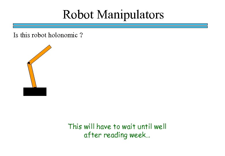 Robot Manipulators Is this robot holonomic ? This will have to wait until well