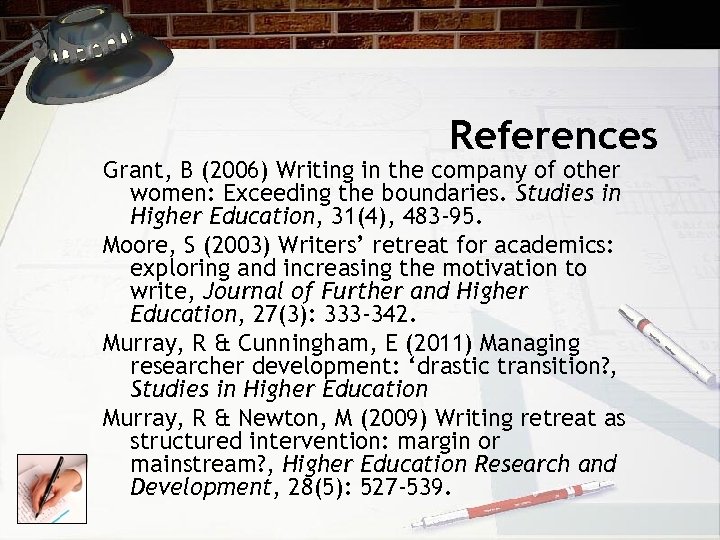 References Grant, B (2006) Writing in the company of other women: Exceeding the boundaries.