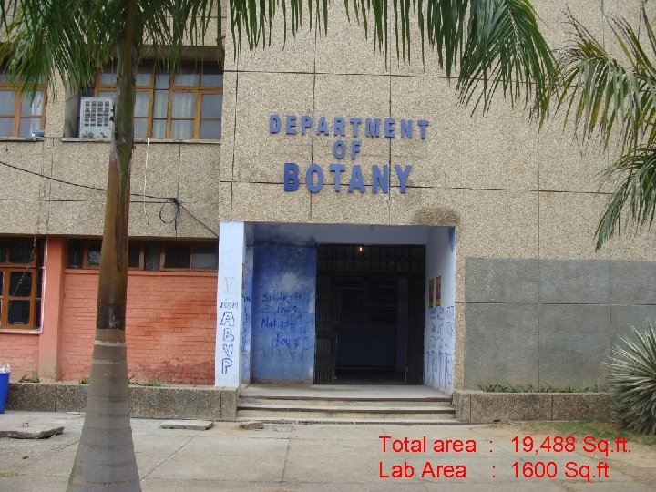 DEPARTMENT OF BOTANY Total area : 19, 488 Sq. ft. Lab Area : 1600