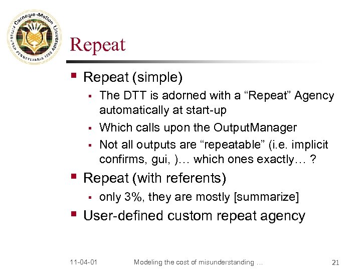 Repeat § Repeat (simple) § § Repeat (with referents) § § The DTT is