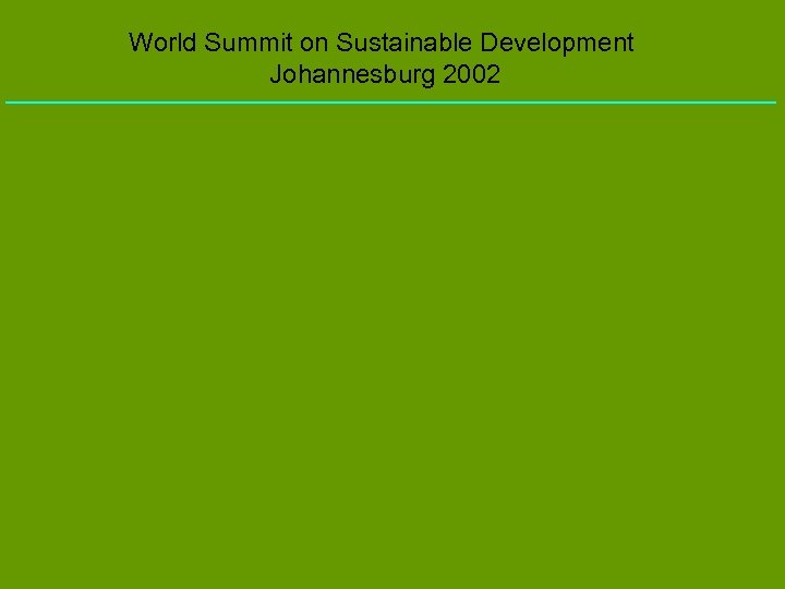 World Summit on Sustainable Development Johannesburg 2002 