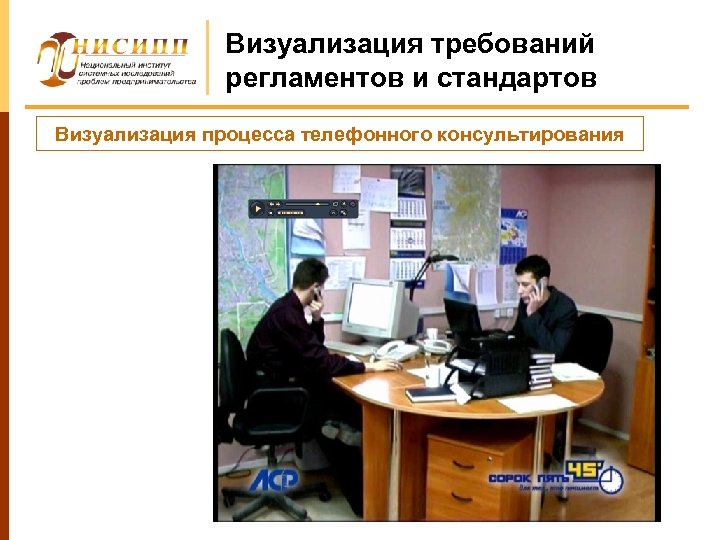Визуализация требований регламентов и стандартов Визуализация процесса телефонного консультирования 