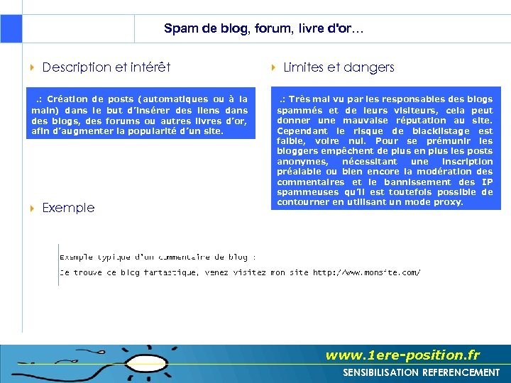 Spam de blog, forum, livre d'or… Description et intérêt . : Création de posts