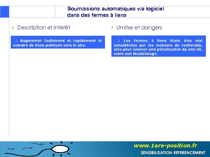 Soumissions automatiques via logiciel dans des fermes à liens Description et intérêt . :