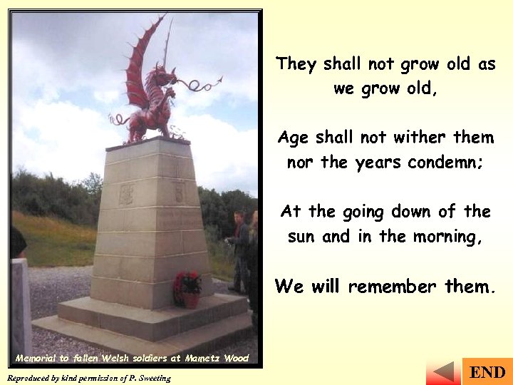 They shall not grow old as we grow old, Age shall not wither them