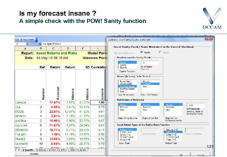 Is my forecast insane ? A simple check with the POW! Sanity function 123