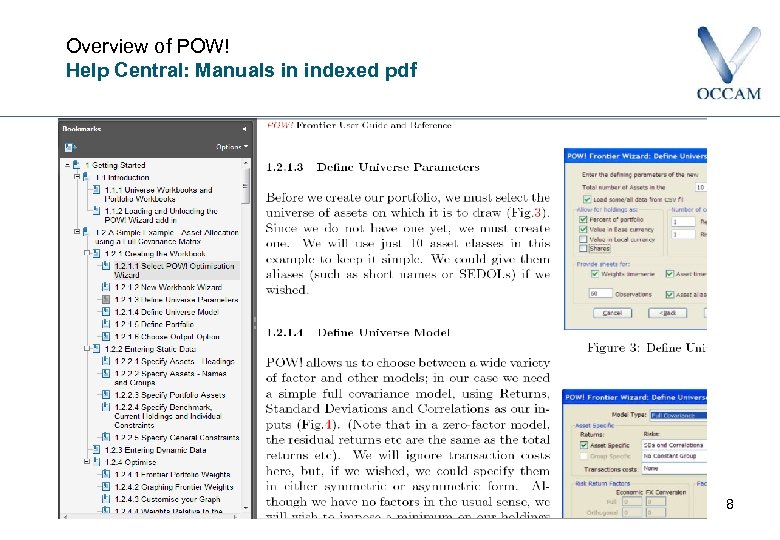 Overview of POW! Help Central: Manuals in indexed pdf 8 