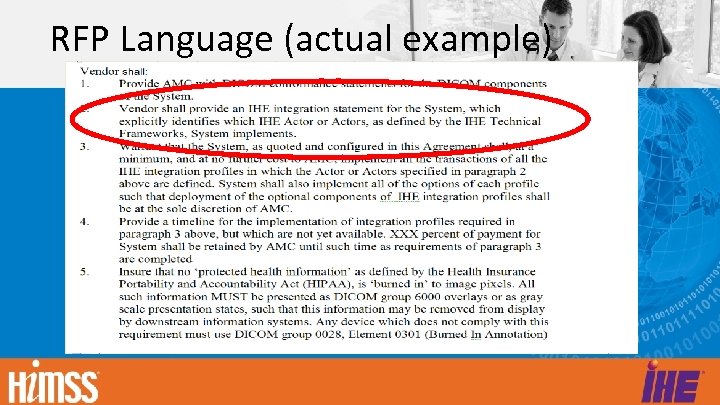 RFP Language (actual example) 