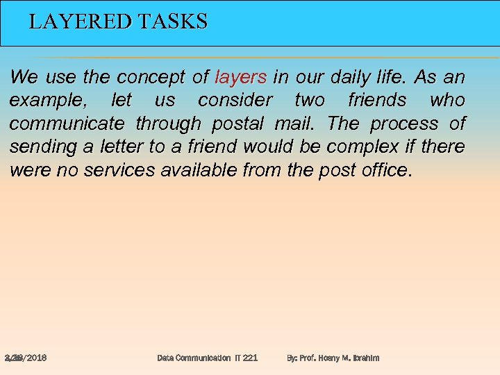LAYERED TASKS We use the concept of layers in our daily life. As an