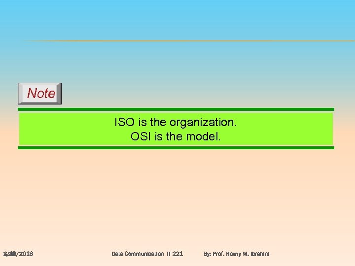 Note ISO is the organization. OSI is the model. 3/18/2018 2. 28 Data Communication