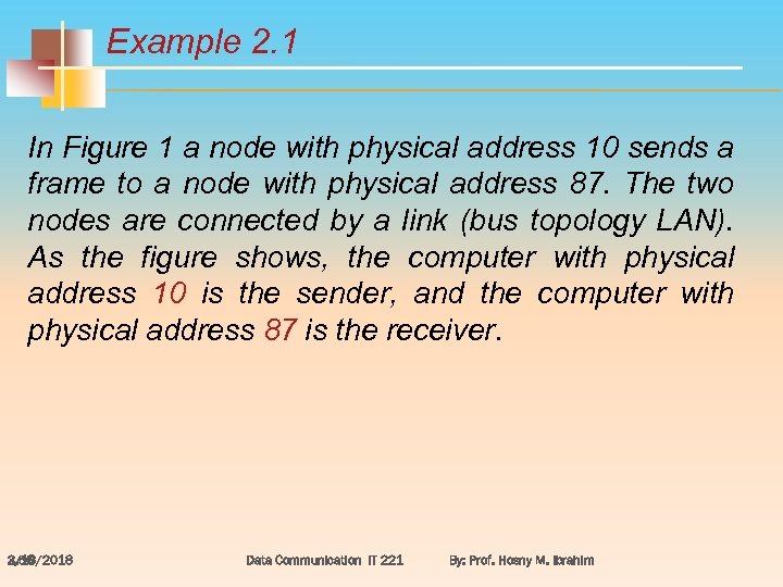 Example 2. 1 In Figure 1 a node with physical address 10 sends a