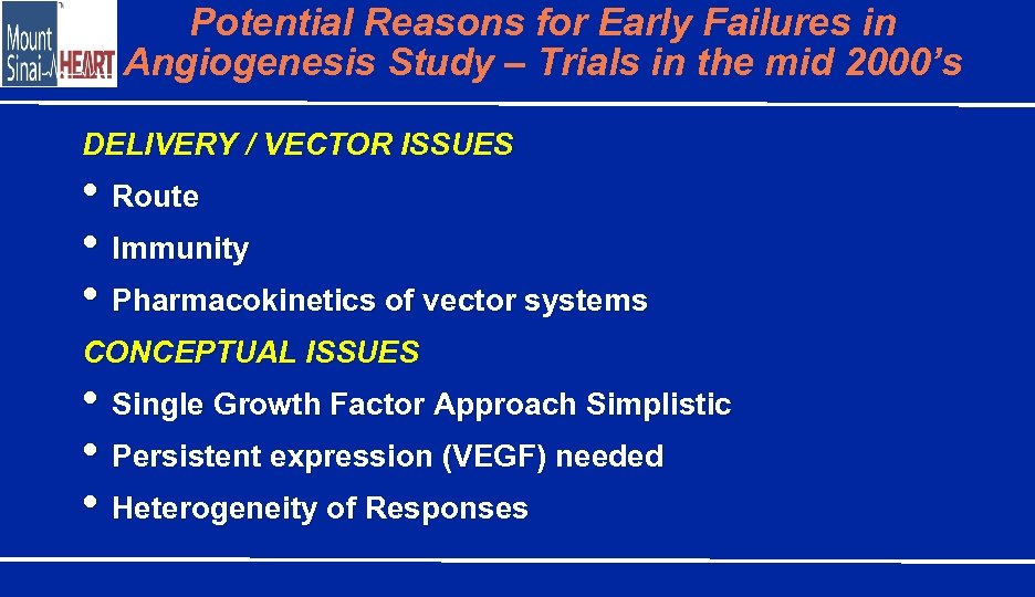 Potential Reasons for Early Failures in Angiogenesis Study – Trials in the mid 2000’s