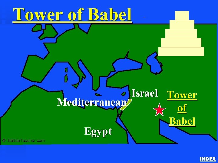 Tower of Babel Israel Tower Mediterranean of Babel Egypt © EBible. Teacher. com INDEX