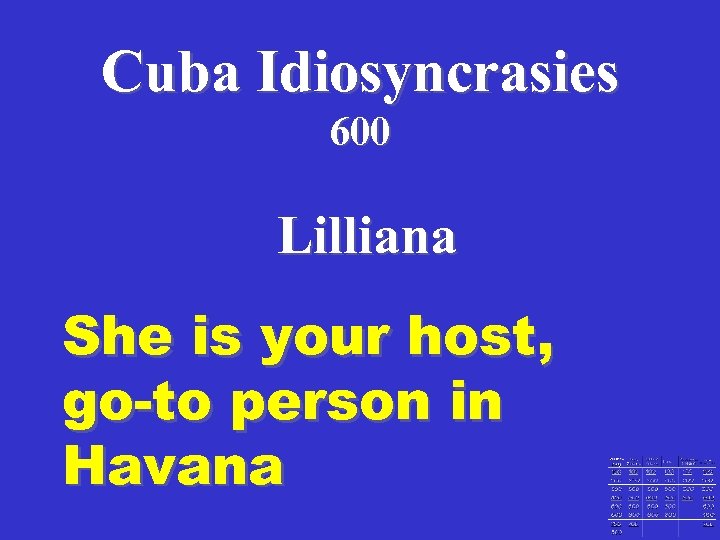 Cuba Idiosyncrasies 600 Lilliana She is your host, go-to person in Havana 