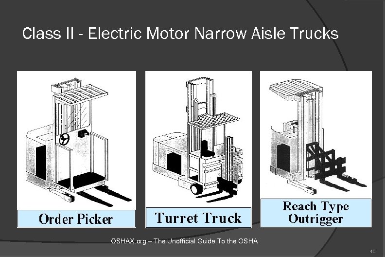 Class II - Electric Motor Narrow Aisle Trucks OSHAX. org – The Unofficial Guide