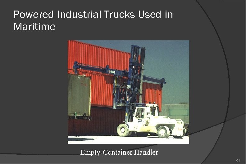 Powered Industrial Trucks Used in Maritime Empty-Container Handler 61 