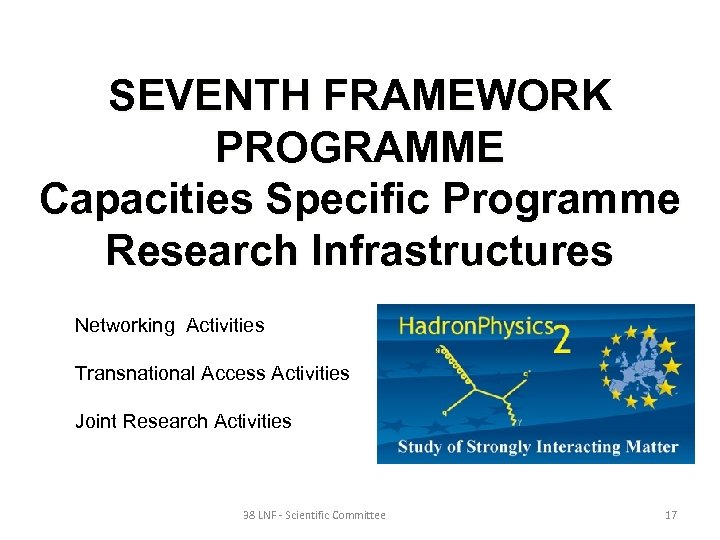 SEVENTH FRAMEWORK PROGRAMME Capacities Specific Programme Research Infrastructures Networking Activities Transnational Access Activities Joint
