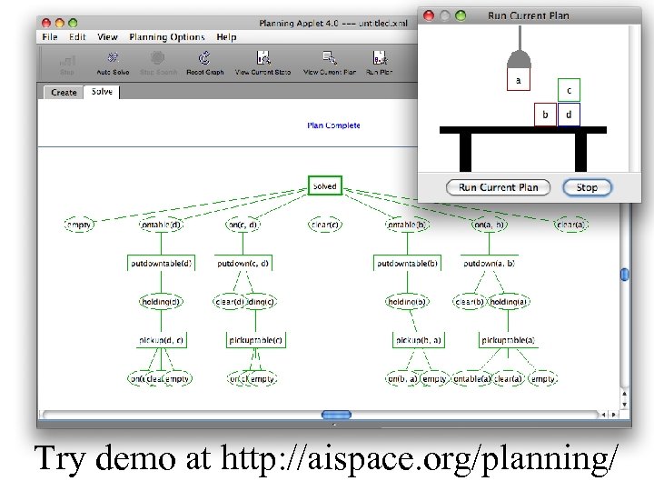Try demo at http: //aispace. org/planning/ 