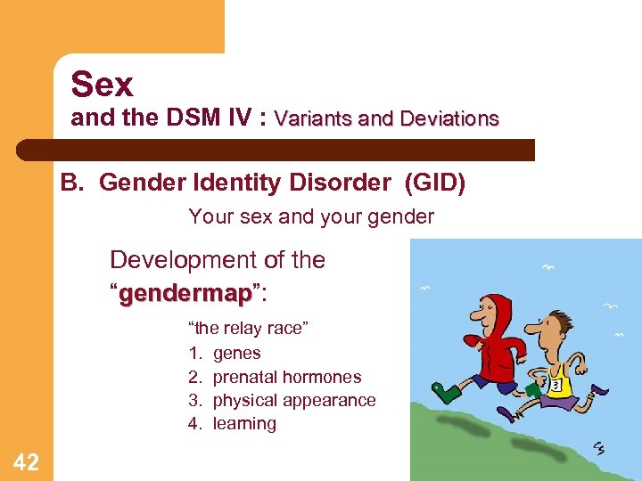 Sex and the DSM IV : Variants and Deviations B. Gender Identity Disorder (GID)