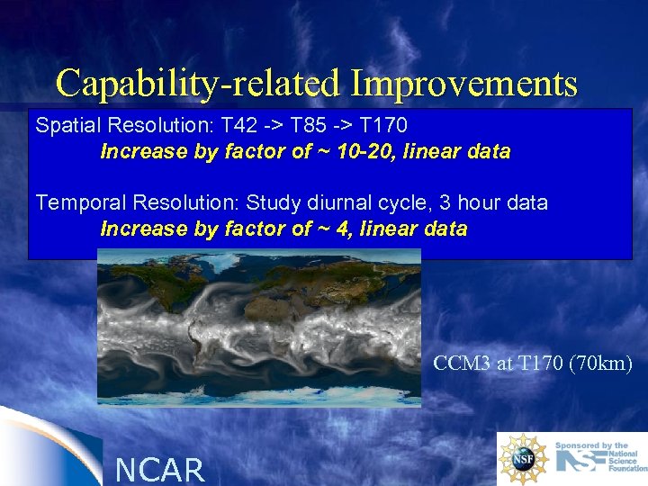 Capability-related Improvements Spatial Resolution: T 42 -> T 85 -> T 170 Increase by