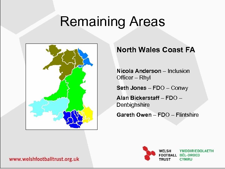 Remaining Areas North Wales Coast FA Nicola Anderson – Inclusion Officer – Rhyl Seth