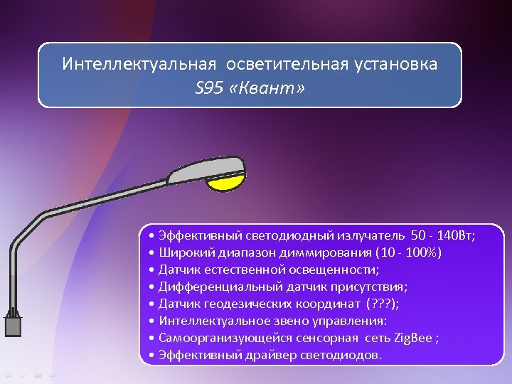 Интеллектуальная осветительная установка S 95 «Квант» • Эффективный светодиодный излучатель 50 - 140 Вт;