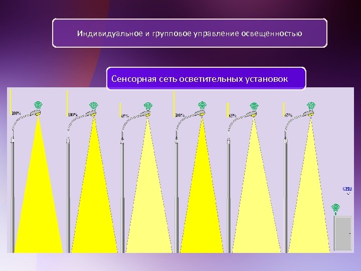 Индивидуальное и групповое управление освещенностью Сенсорная сеть осветительных установок 