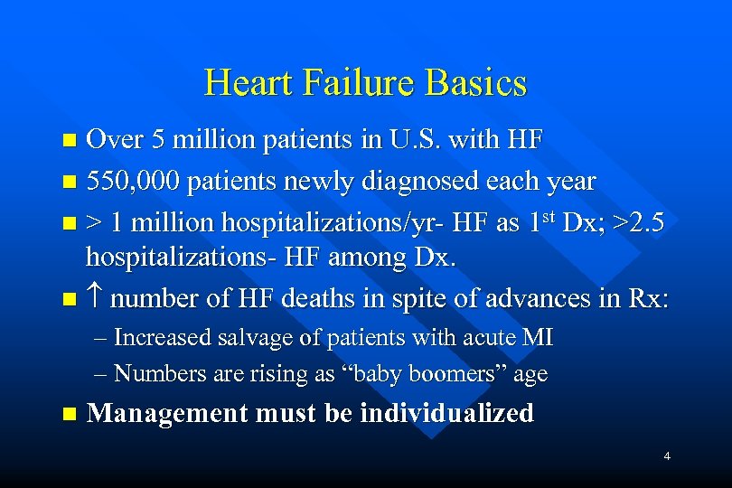 Heart Failure Basics Over 5 million patients in U. S. with HF n 550,