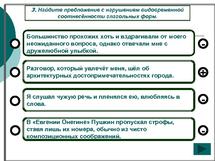 3. Найдите предложение с нарушением видовременной соотнесённости глагольных форм. Большинство прохожих хоть и вздрагивали