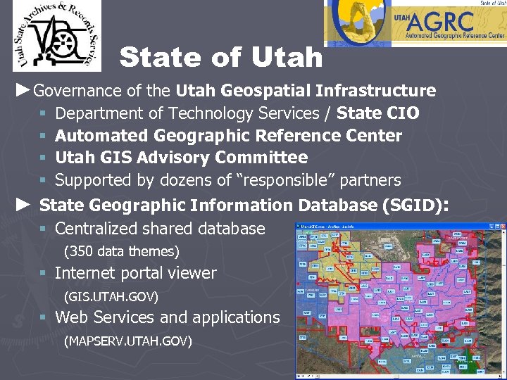 State of Utah ►Governance of the Utah Geospatial Infrastructure § Department of Technology Services