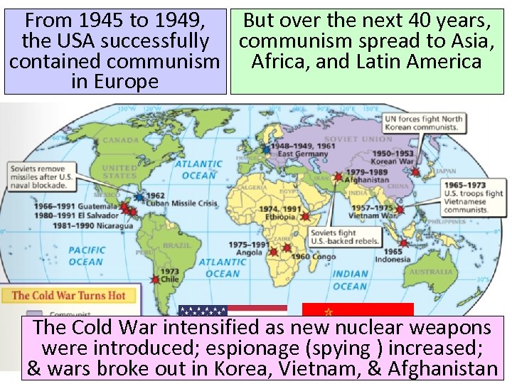 From 1945 to 1949, But over the next 40 years, the USA successfully communism