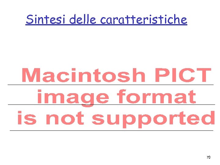 Sintesi delle caratteristiche 70 